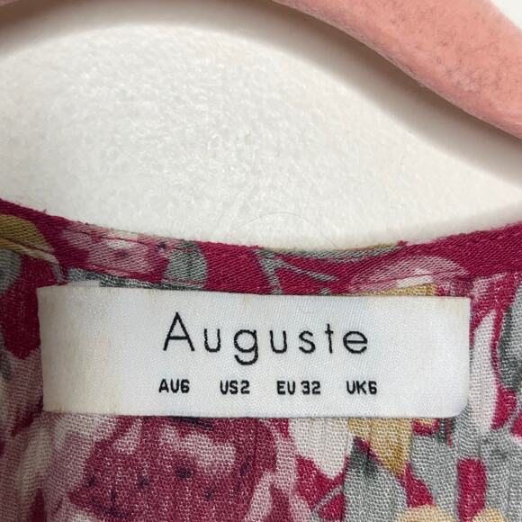 AUGUSTE THE LABEL Beach House Frill Floral Maxi Wrap Dress Red Berry {F40} - Picture 6 of 9